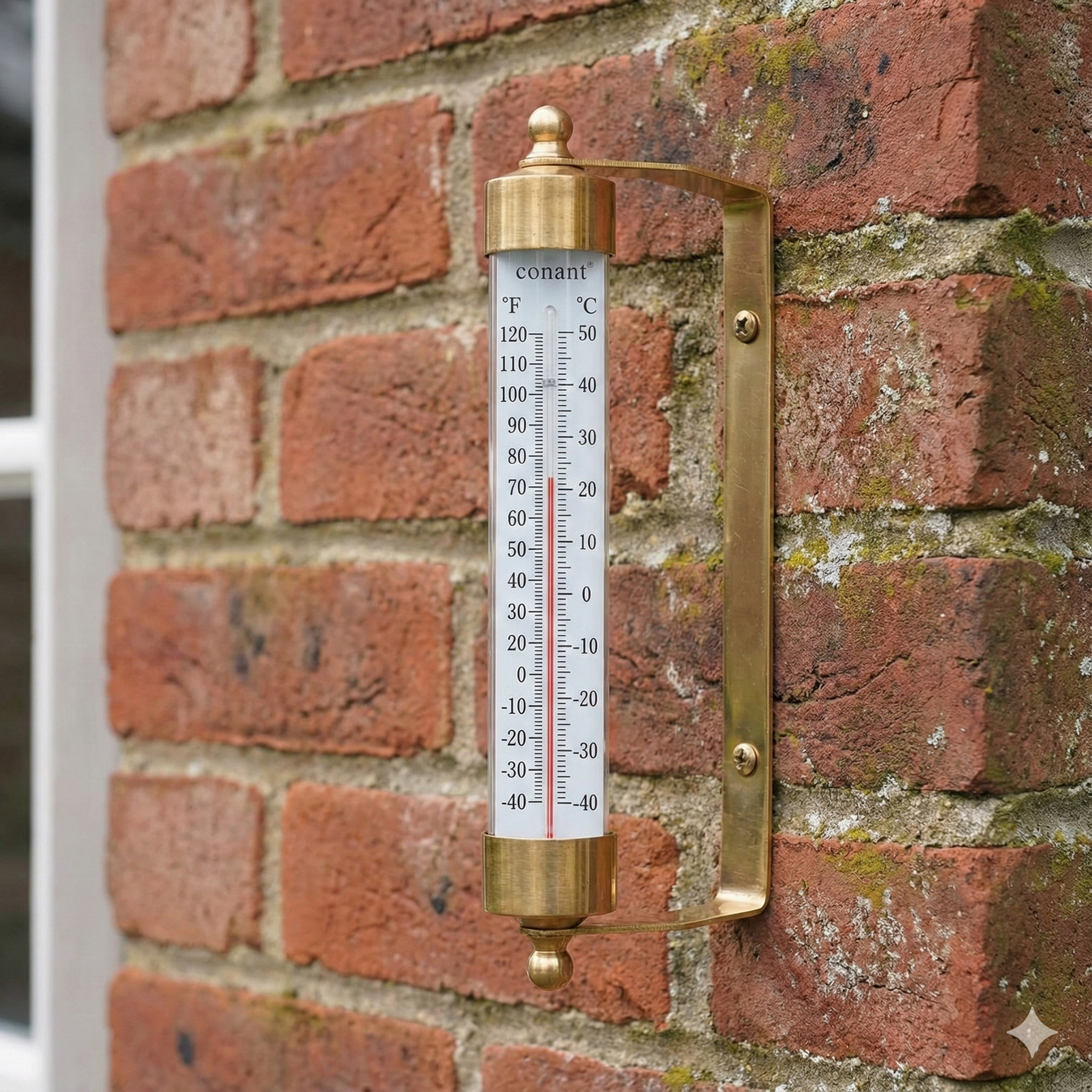 Termometer i messing og glas