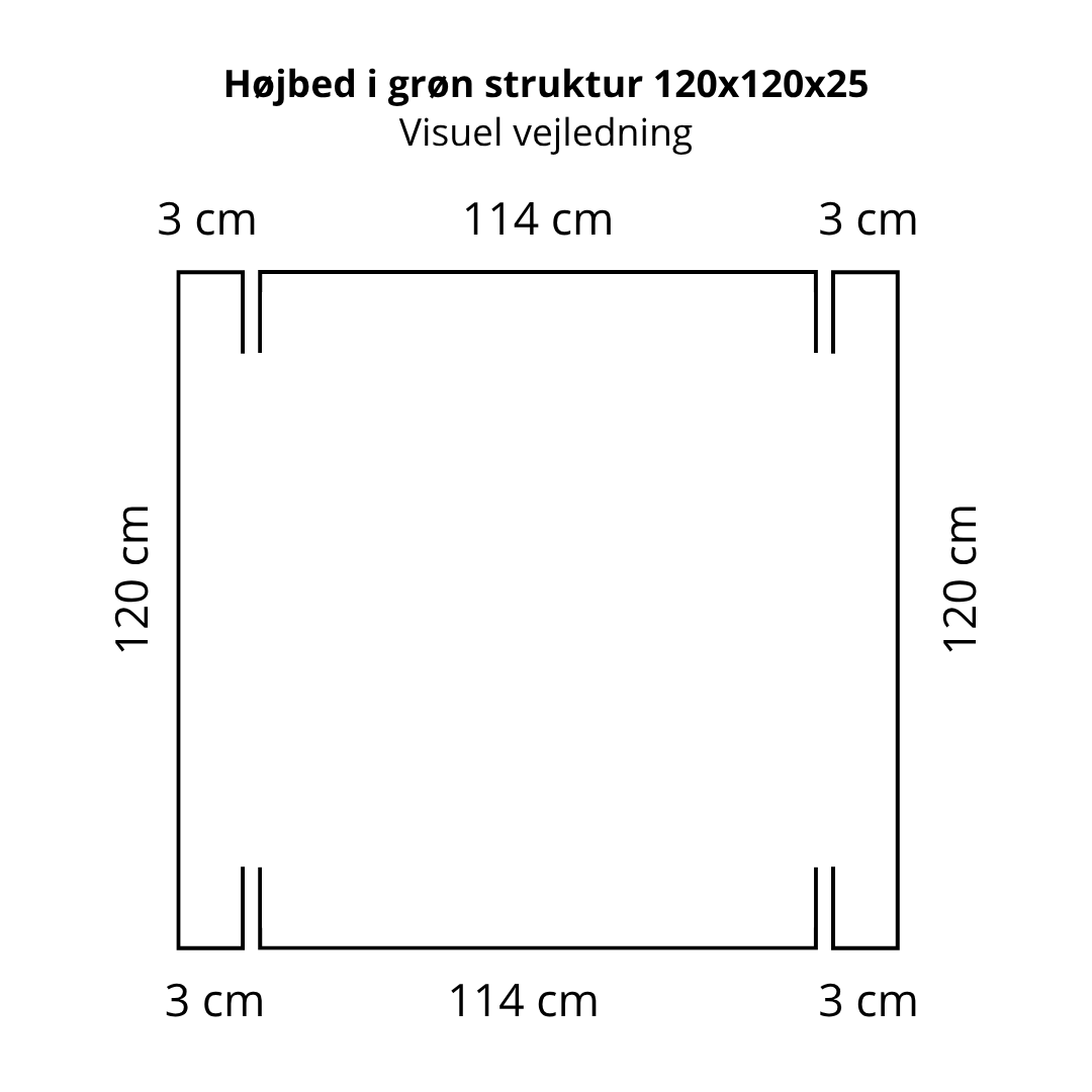 Højbed 120x25cm | Grøn struktur | Flere længder