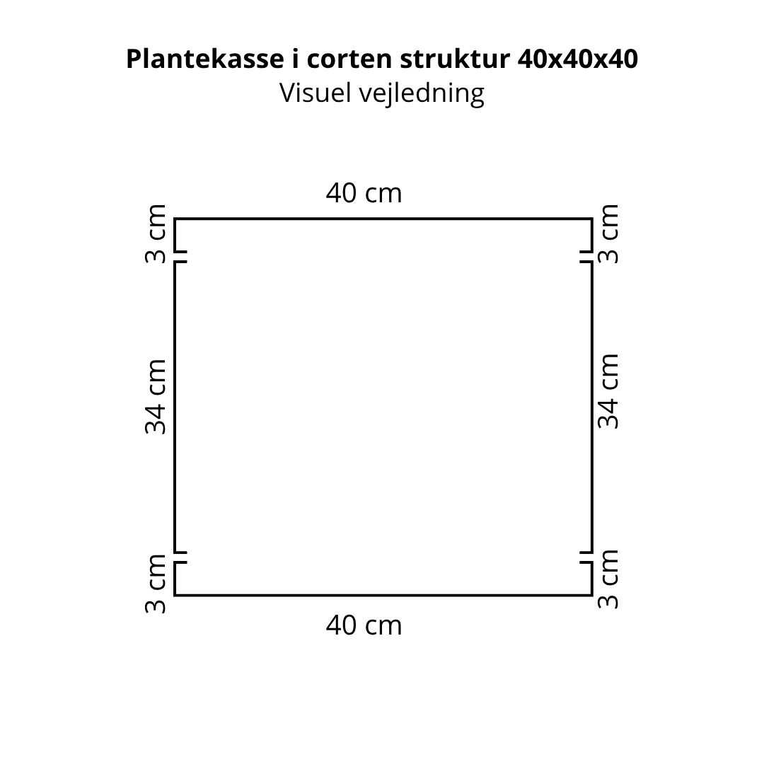 Plantekasse 40x40cm | Corten struktur | Flere længder