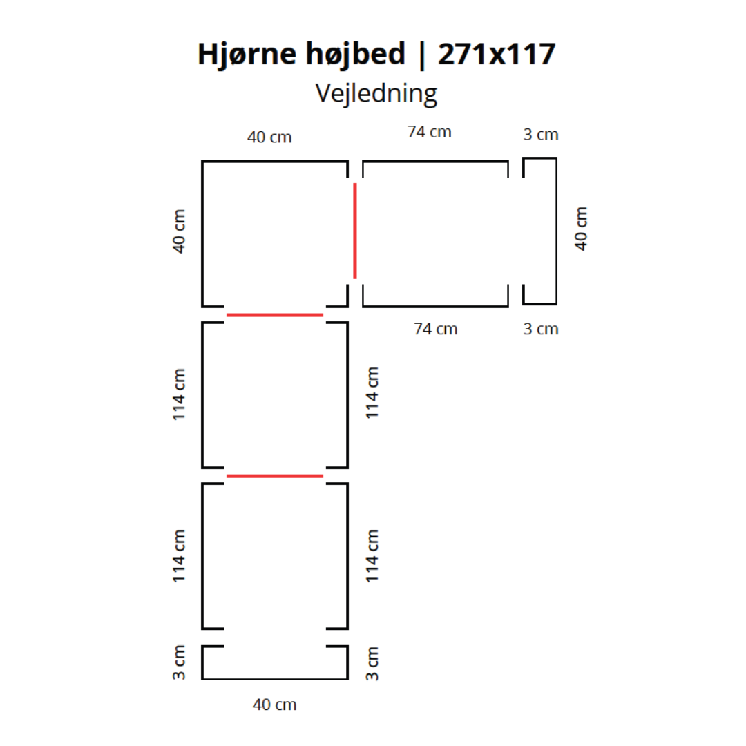 Hjørne højbed i corten | B40 H40 | L271x117 cm