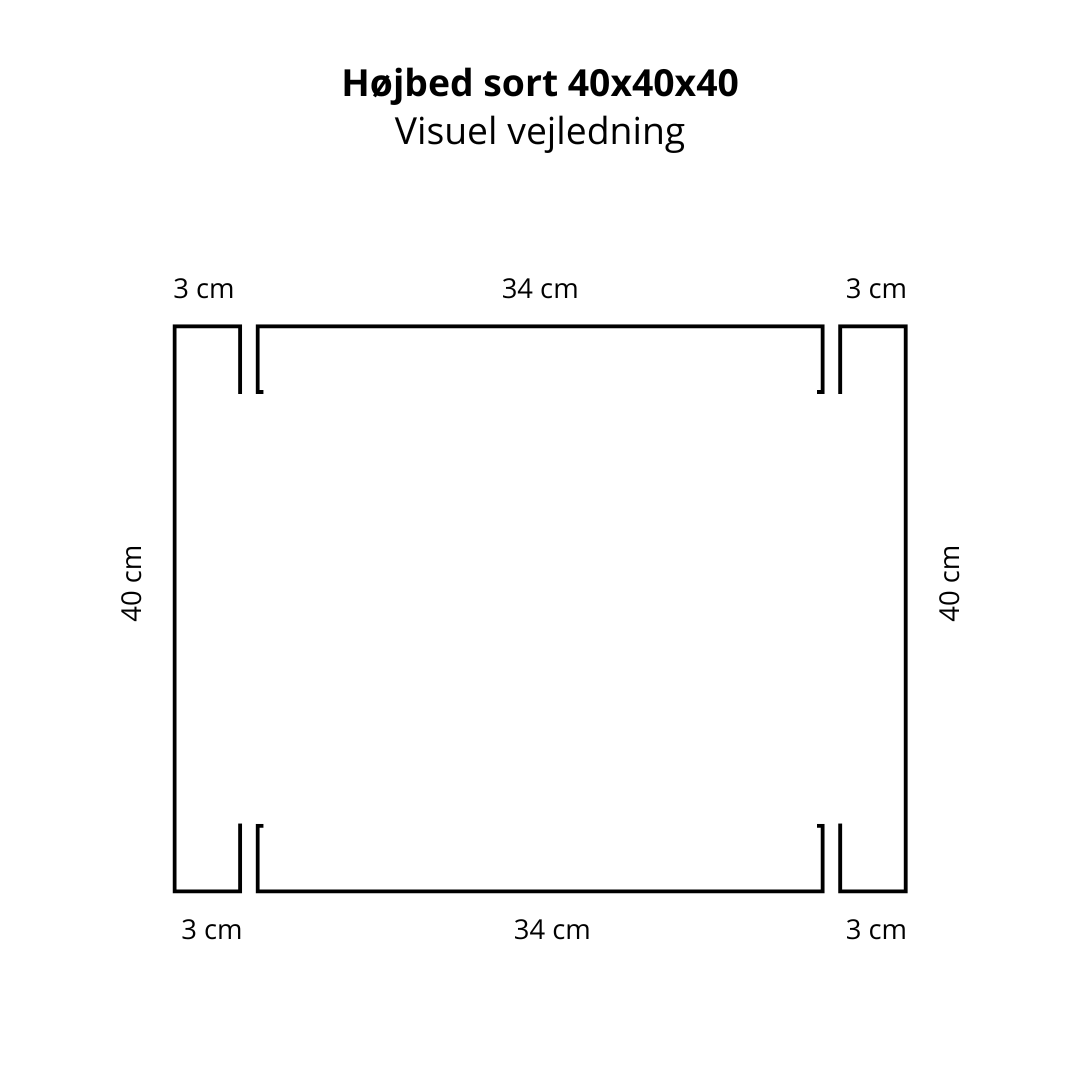 Højbed i sort | B40 H40 | L40 cm