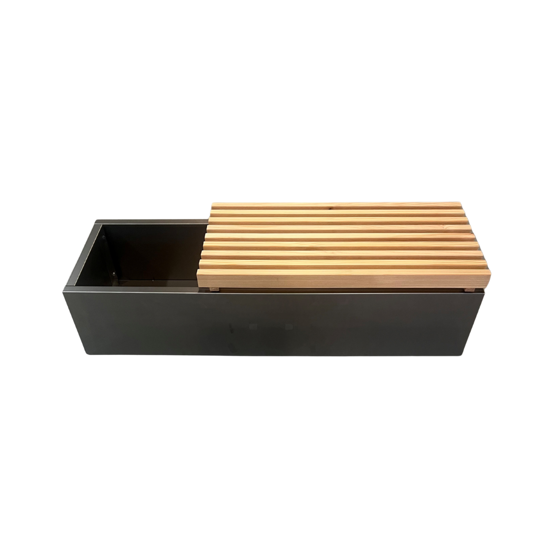 Højbed i jern med bænk | 120x40x25