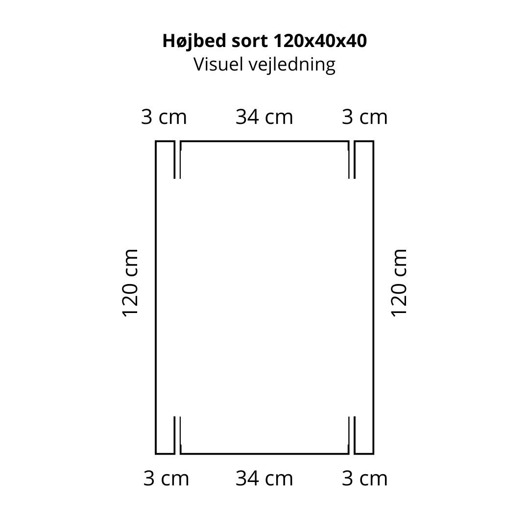 Højbed i sort | B40 H40 | L120 cm