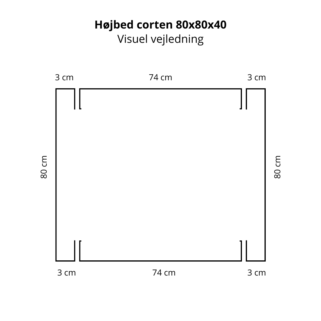 Højbed i cortenstål | B80 H40 | L80 cm