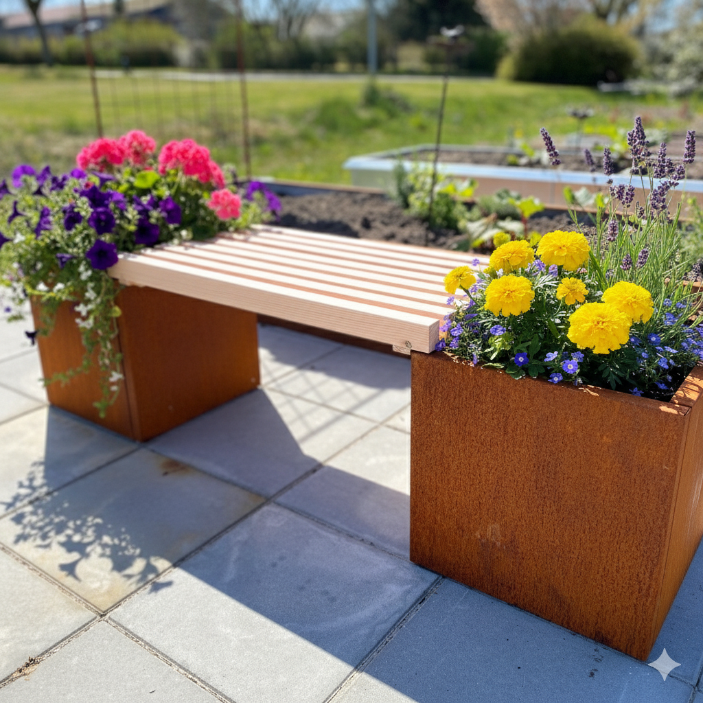 Plantekasse i cortenstål | 40 x 40 x 40 cm