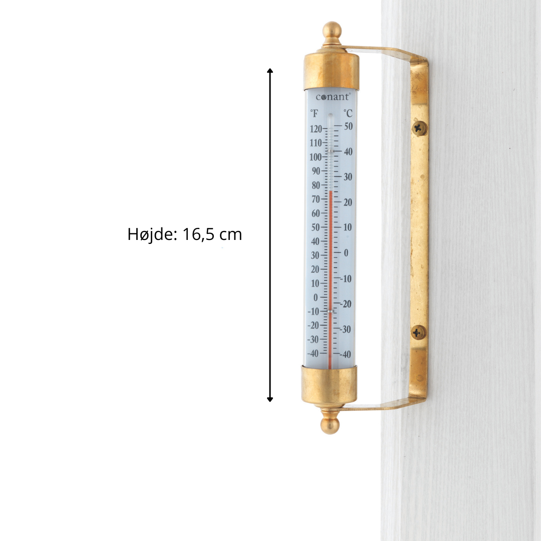 Sæt med termometer og regnmåler i messing