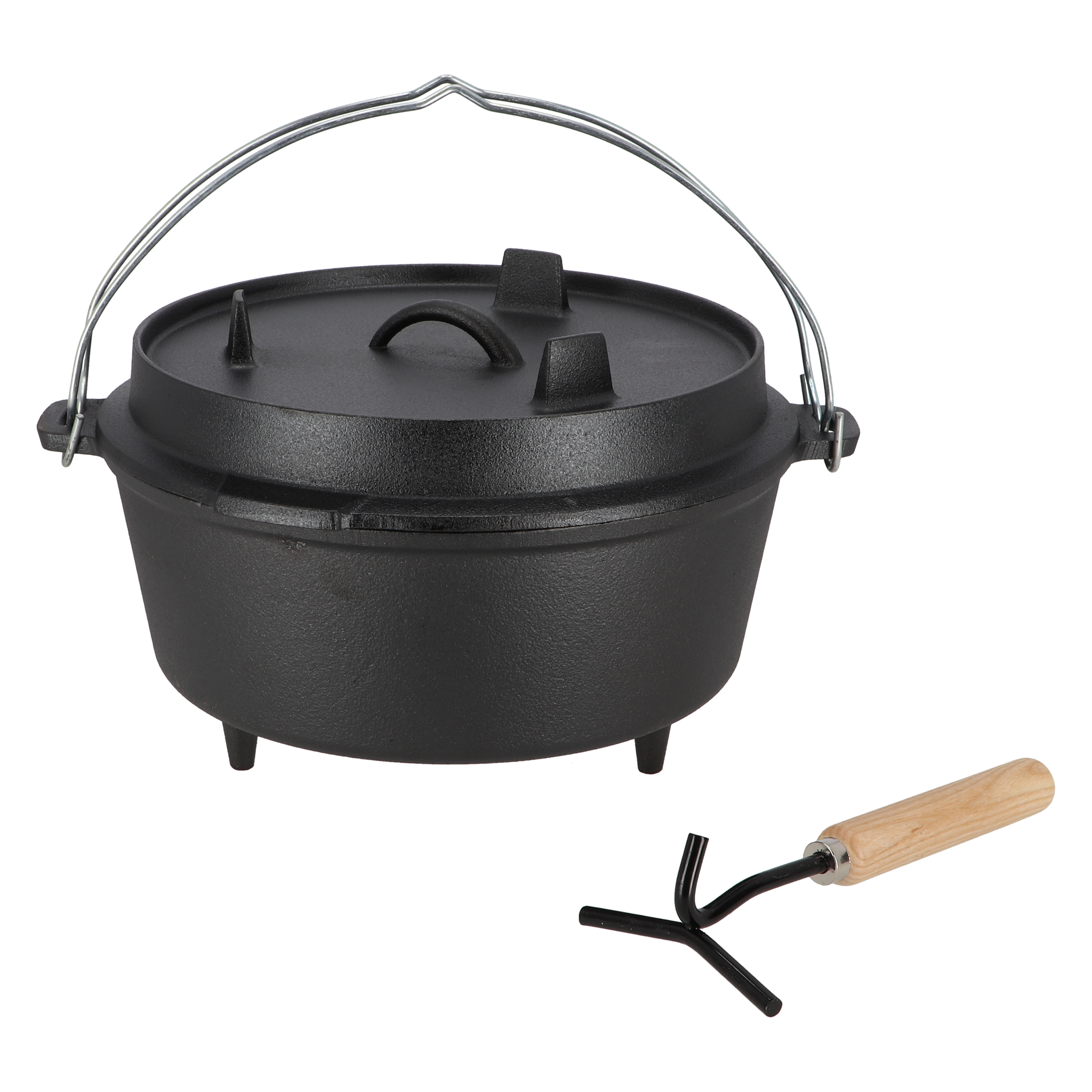 Støbejernsgryde Ø30 cm med låg og låg-krog