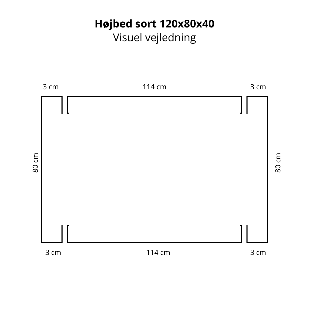 Højbed i sort | B80 H40 | L120 cm