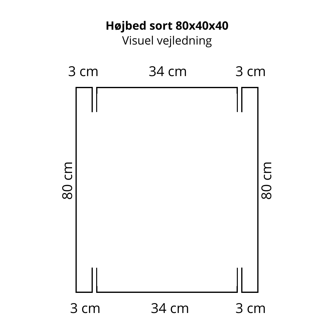 Højbed i sort | B40 H40 | L80 cm