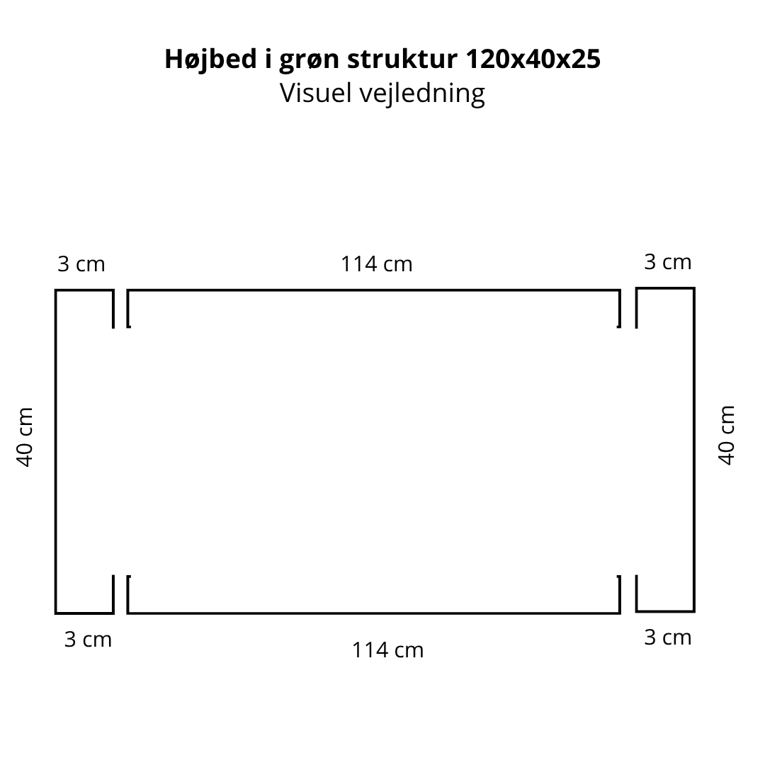 Højbed 40x25cm | Grøn struktur | Flere længder