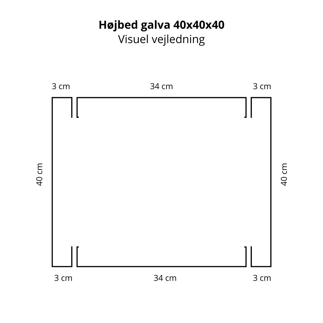 Højbed i galvaniseret stål | B40 H40 | L40 cm