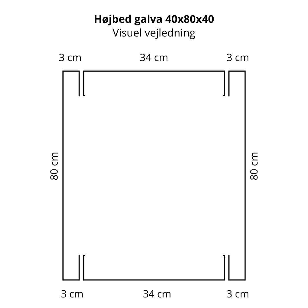Højbed i galvaniseret stål | B80 H40 | L40 cm