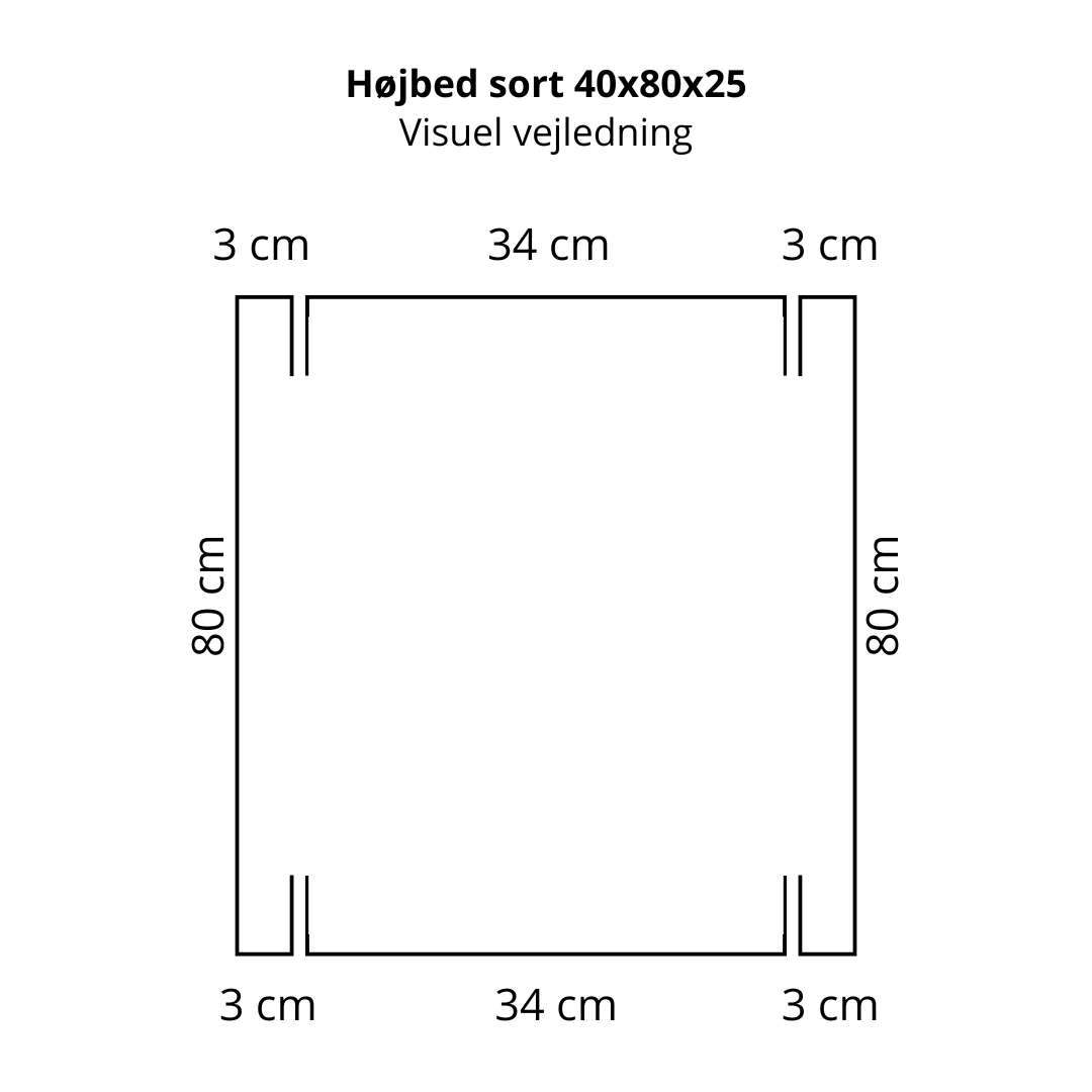 Højbed i sort | B80 H25 | L40 cm