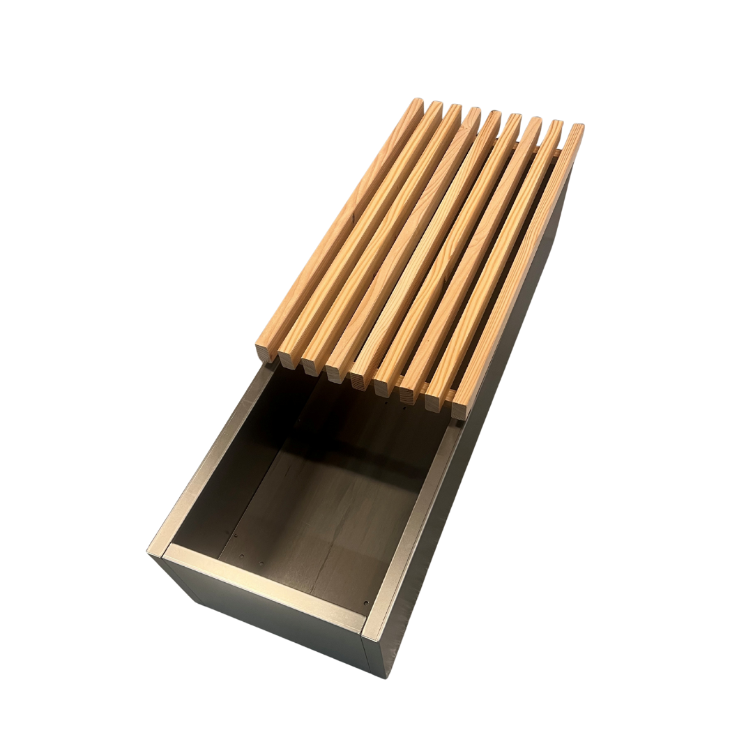 Plantekasse i jern med bænk | 120x40x25