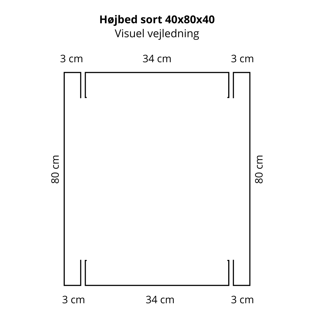 Højbed i sort | B80 H40 | L40 cm