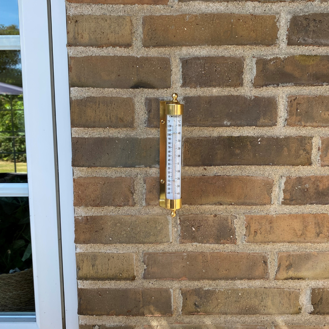Termometer i messing og glas