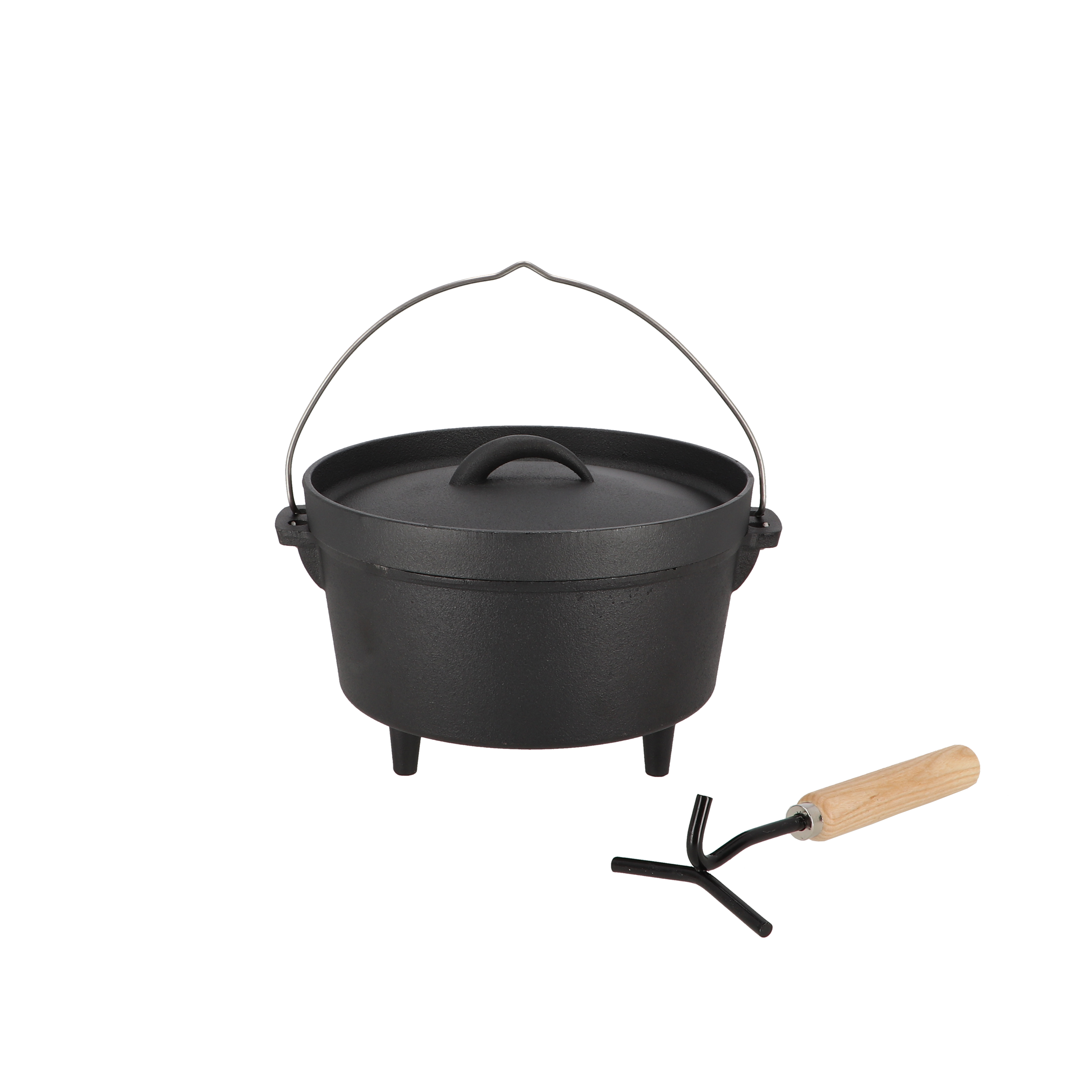 Støbejernsgryde Ø25 cm med låg og låg-krog