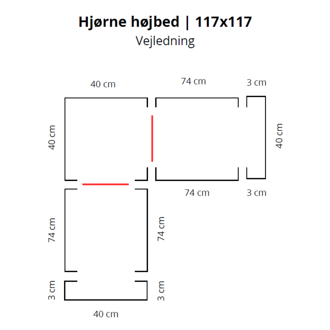 Hjørne højbed i corten | B40 H40 | L117x117 cm