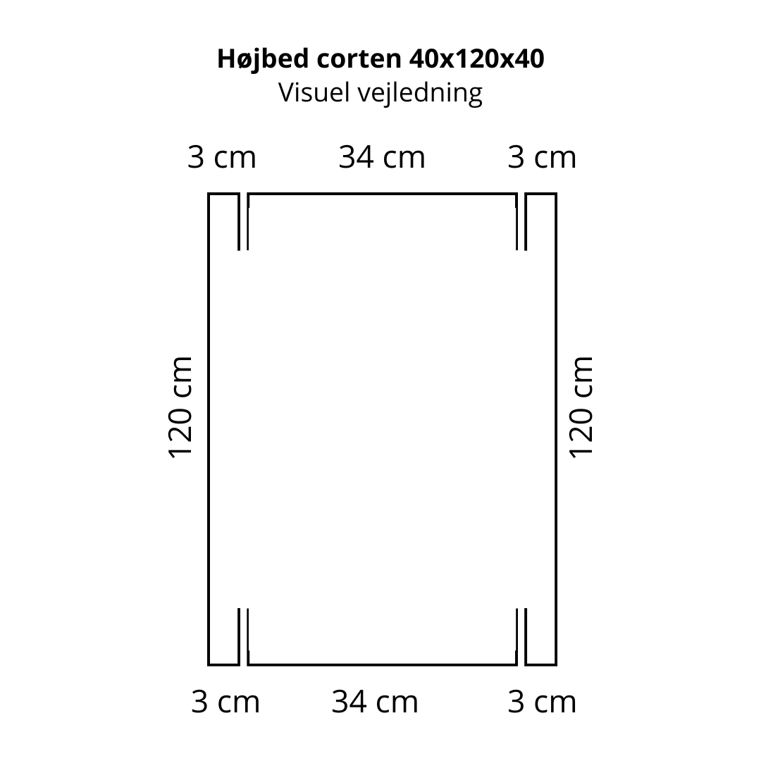Højbed i cortenstål | B120 H40 | L40 cm
