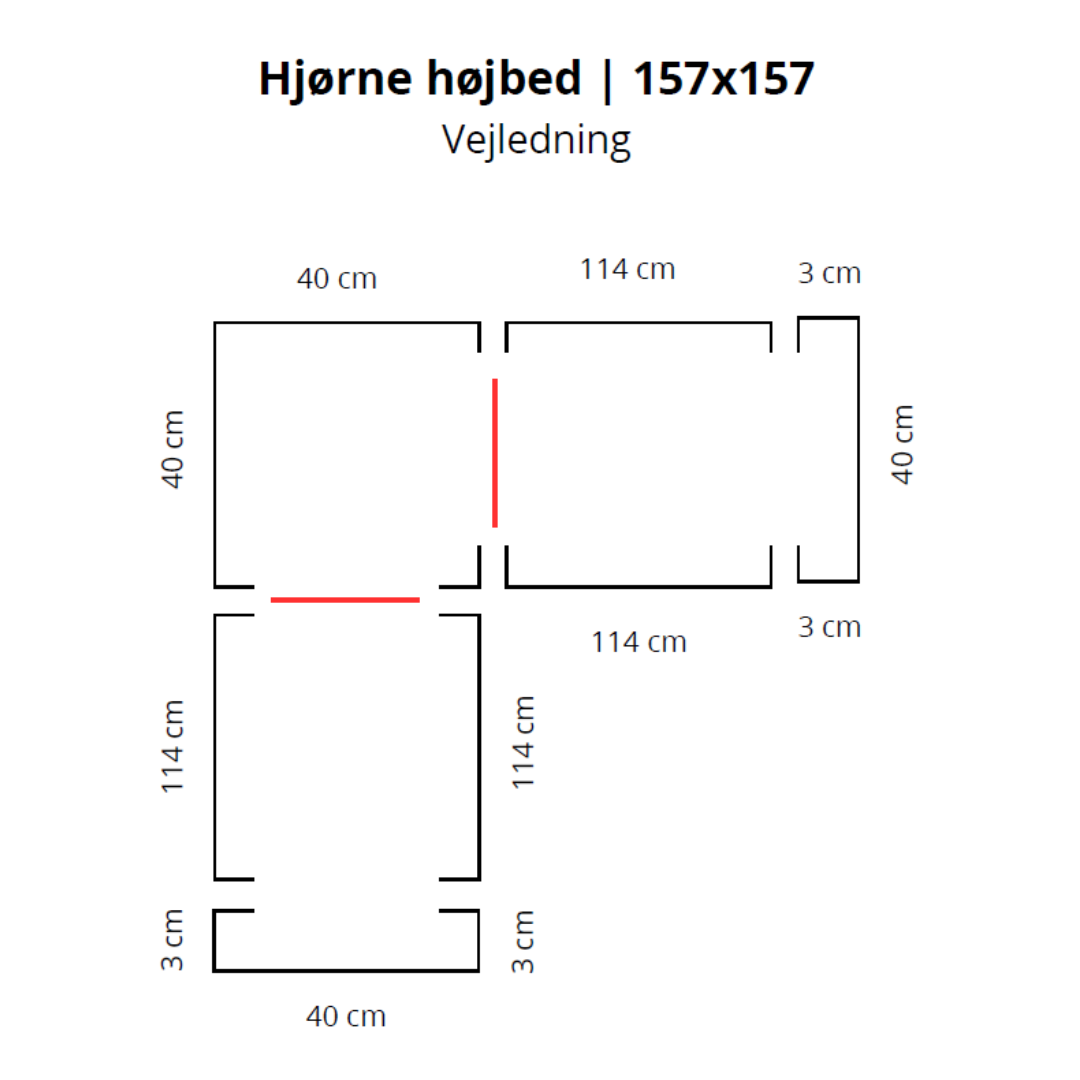 Hjørne højbed i corten | B40 H40 | L157x157 cm