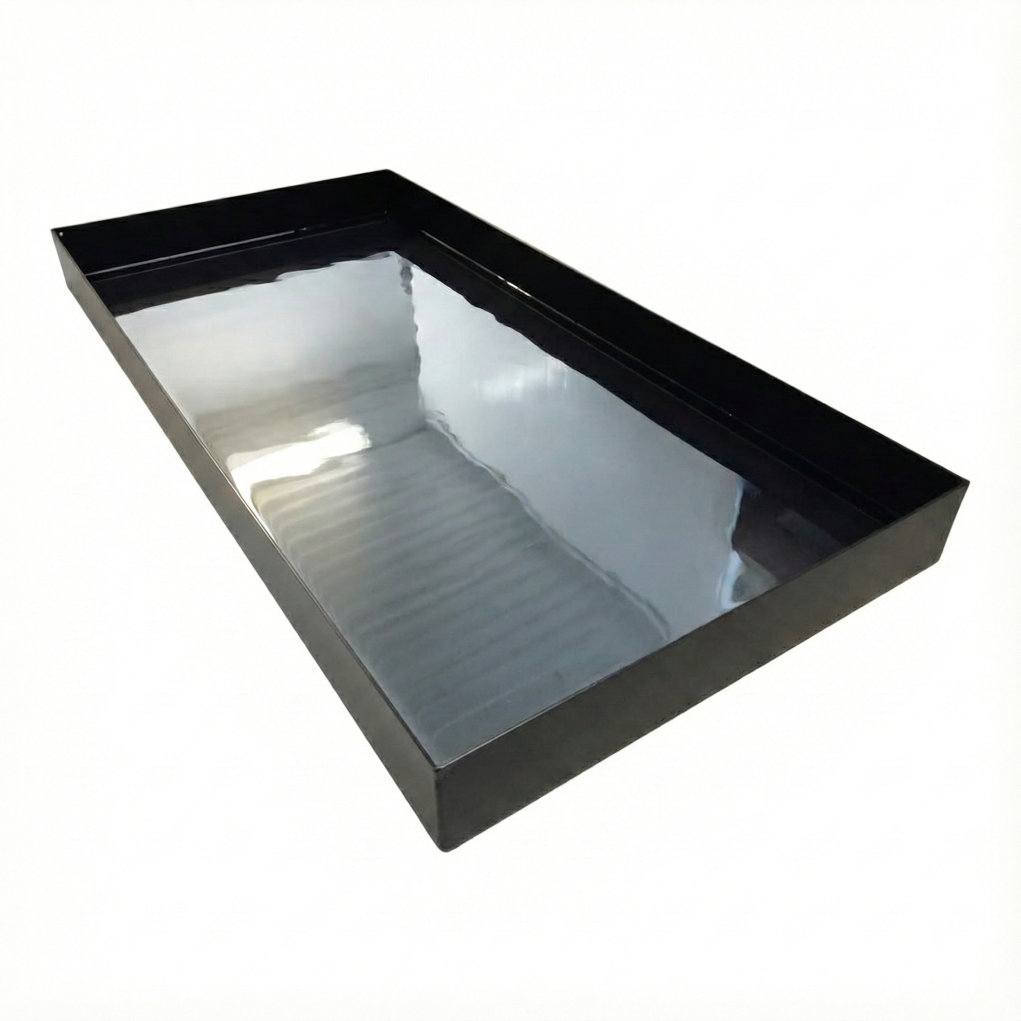 Sortlakeret firkantet spejlbassin - 200 x 100 x 10 cm