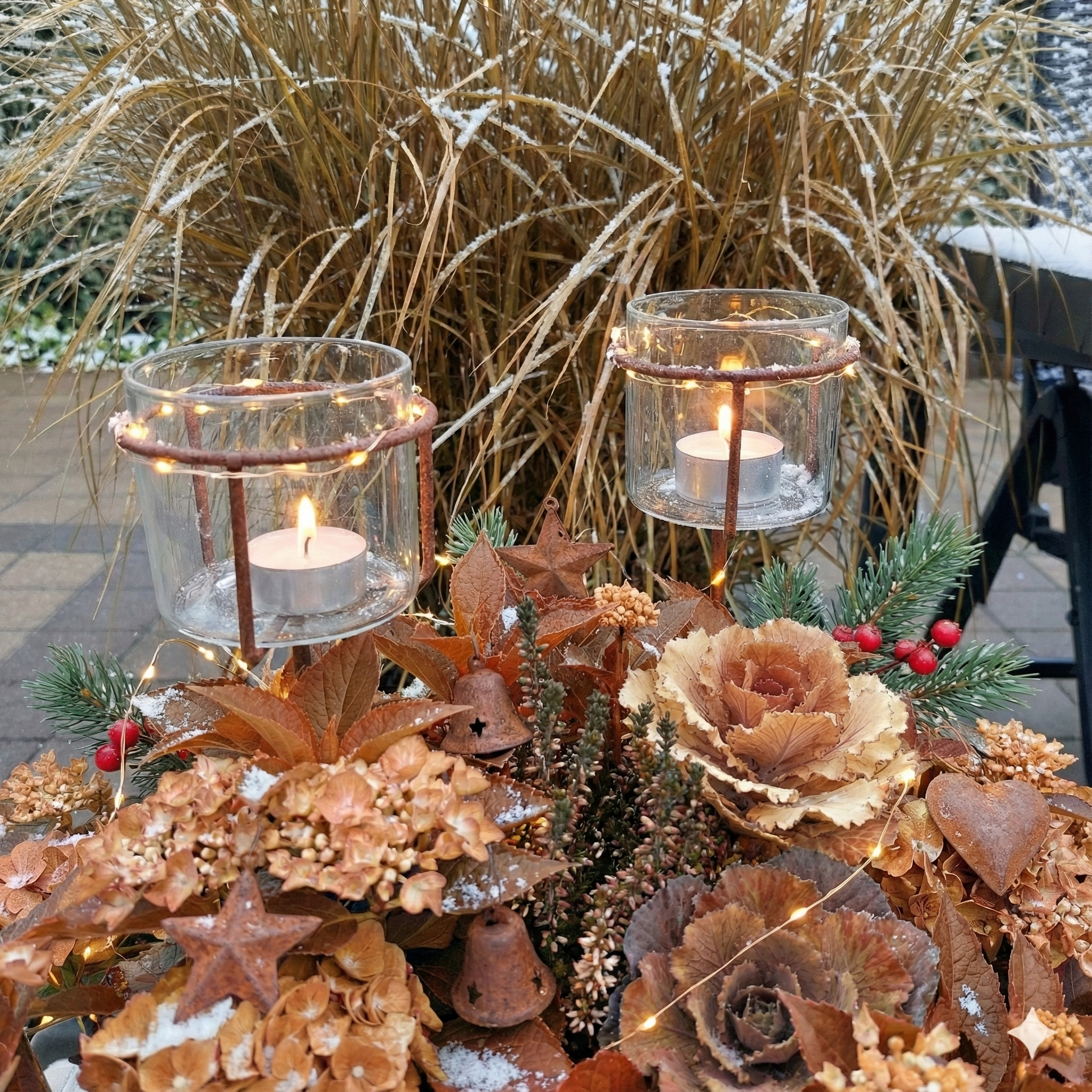 Lyslanterne i glas på 55 cm spyd