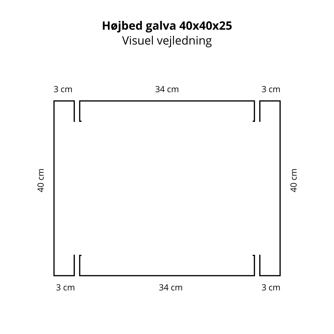 Højbed i galvaniseret stål | B40 H25 | L40 cm
