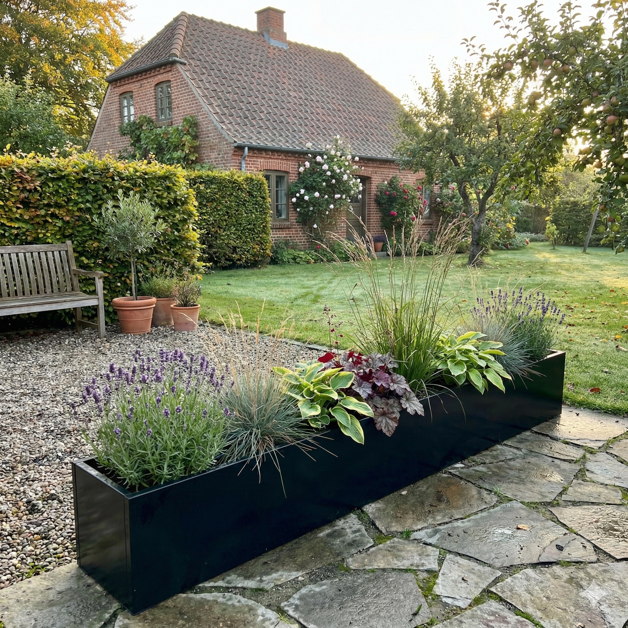 Lang plantekasse i sortlak | B40 H40