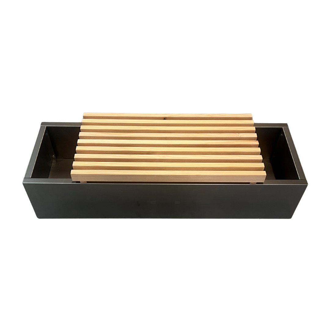 Højbed i jern med bænk | 120x40x25