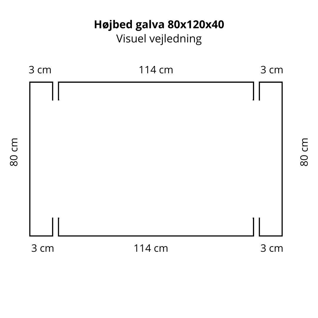 Højbed i galvaniseret stål | B120 H40 | L80 cm