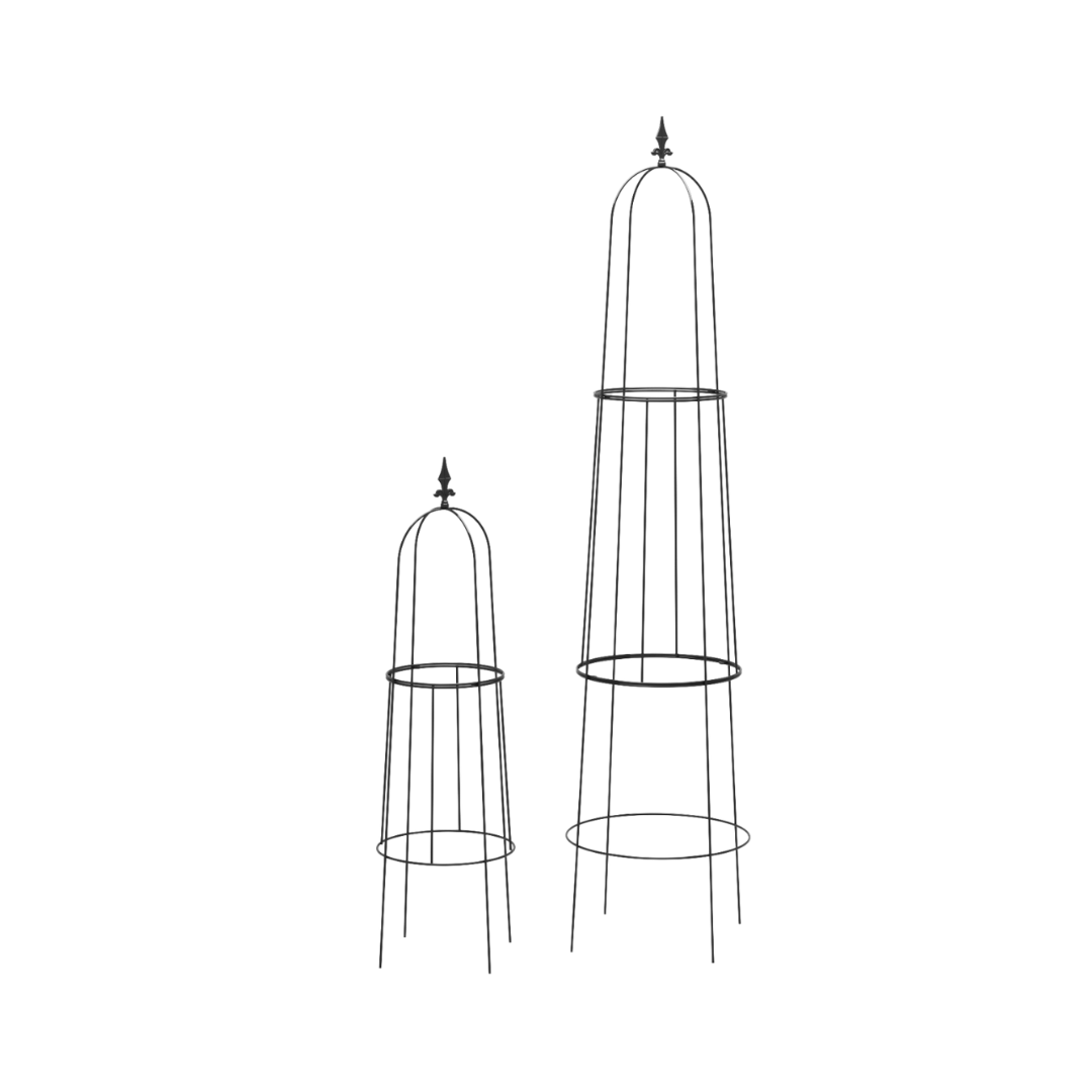 Obelisk buet med topdekoration | Sæt med 2 størrelse | Zinkbakken