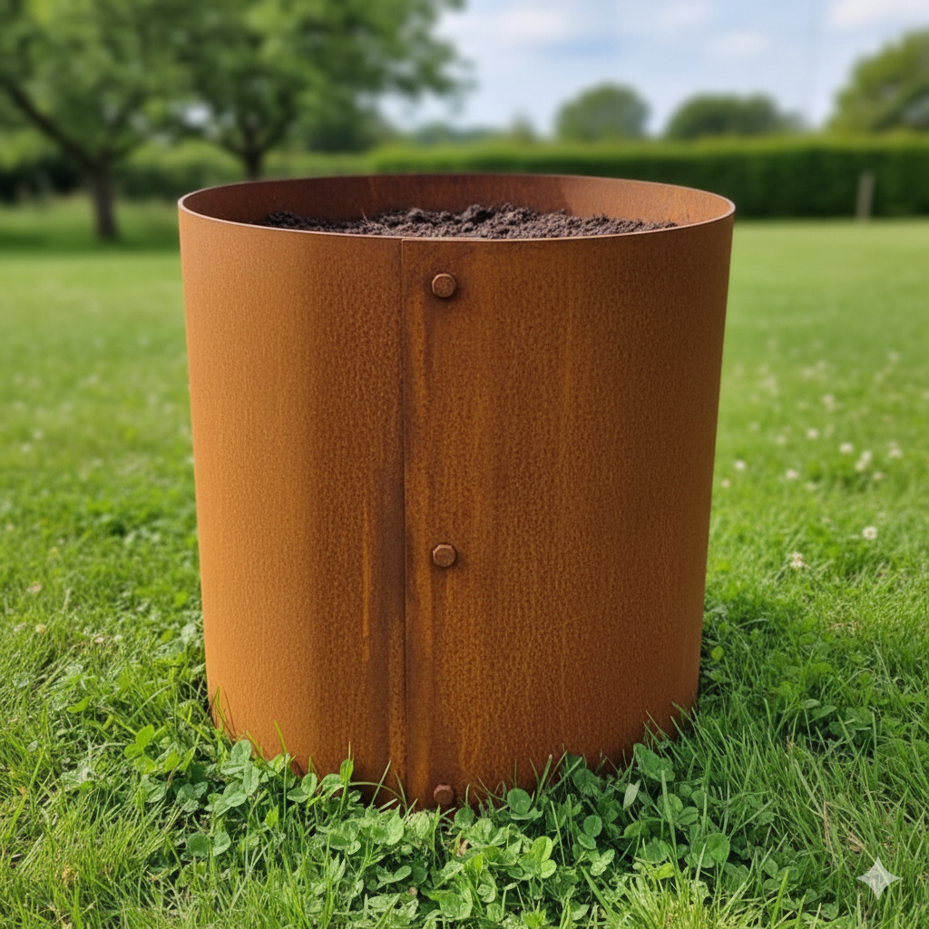 Rundt højbed Ø40, 40 cm høj | 2 mm cortenstål | Åben