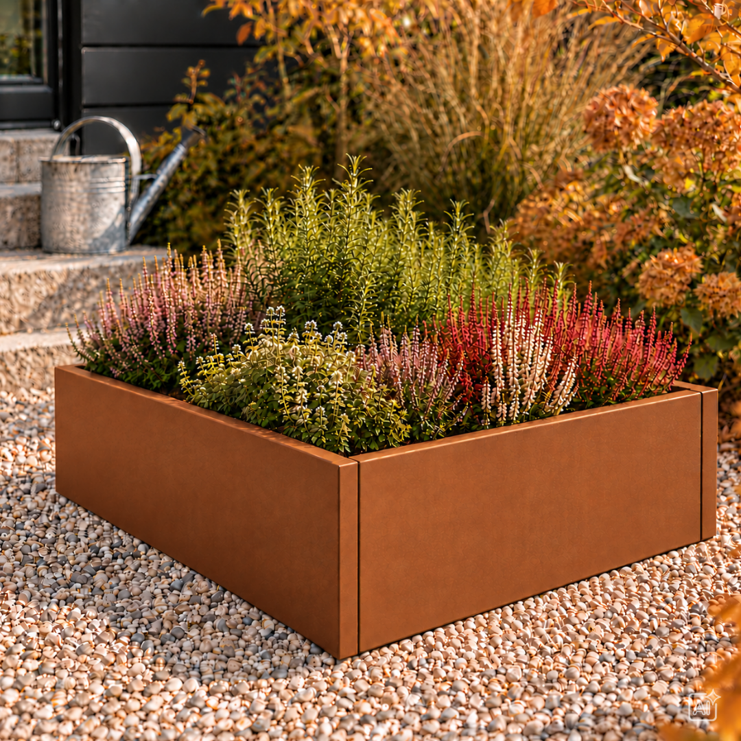Højbed 120x120x40cm u/Flamingo | Corten struktur