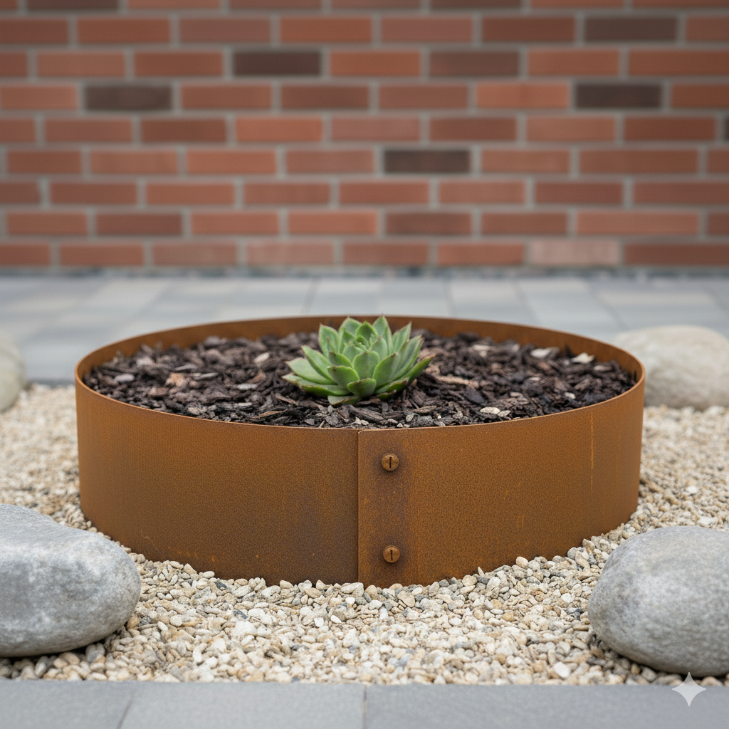 Rundt højbed Ø40, 10 cm høj | 2 mm cortenstål | Åben