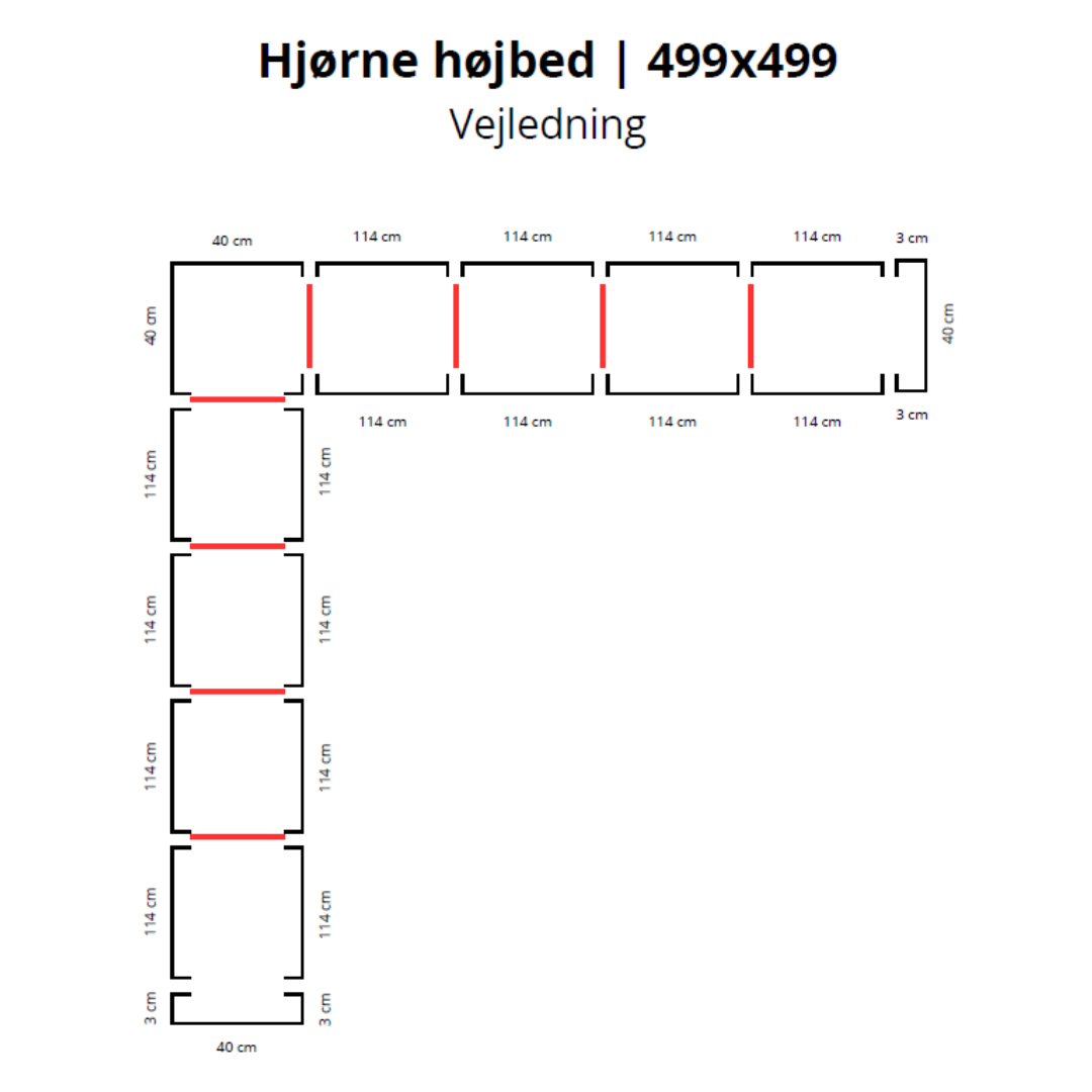 Hjørne Højbed I Corten | B40 H40 | L499x499 Cm