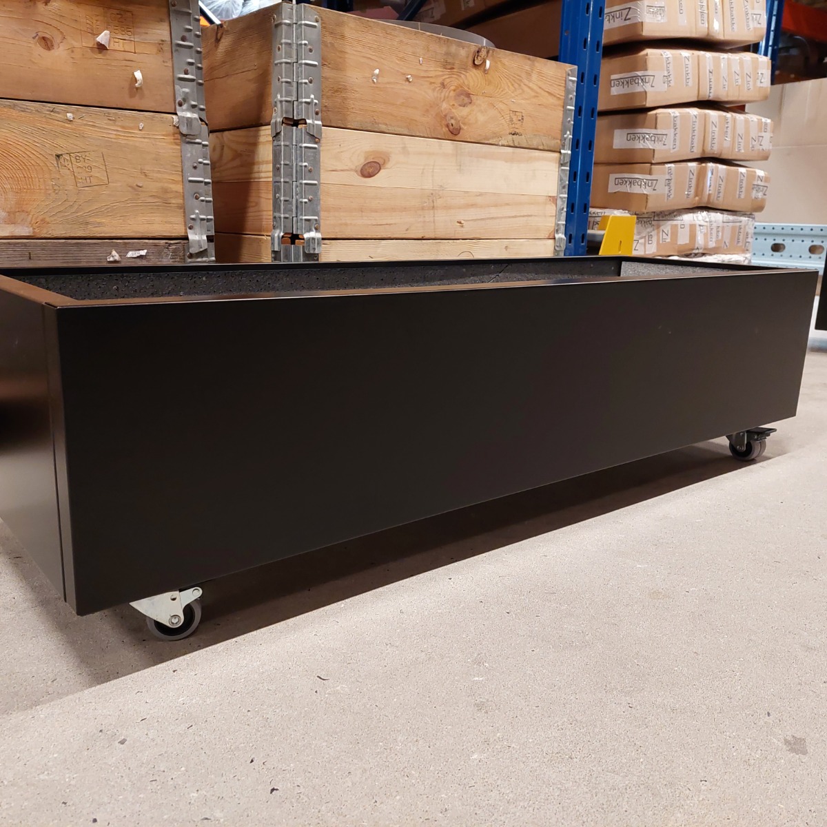 Sort plantekasse 120 x 40 x 25 cm