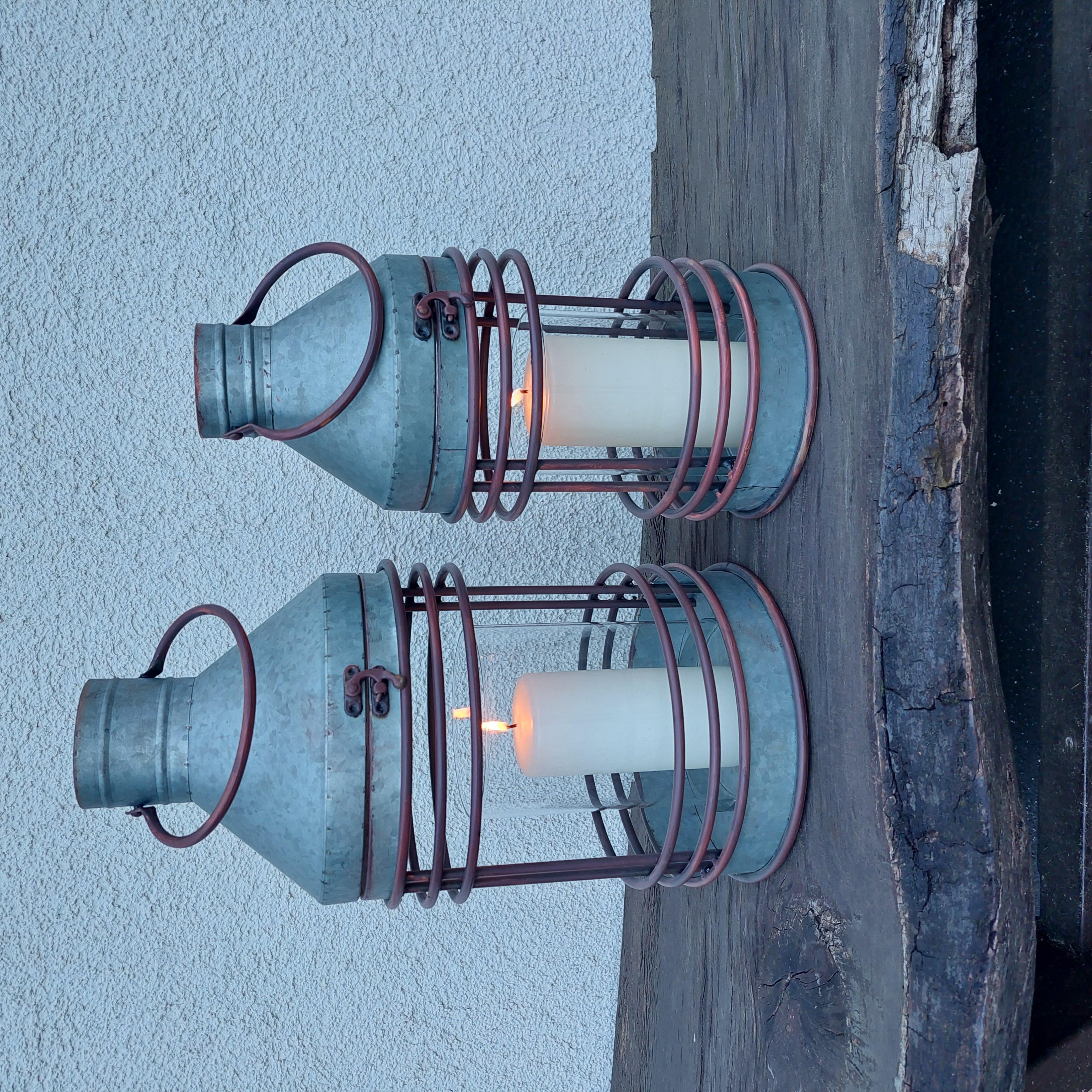Lanterne Misto zink og glas | sæt med 2 str.